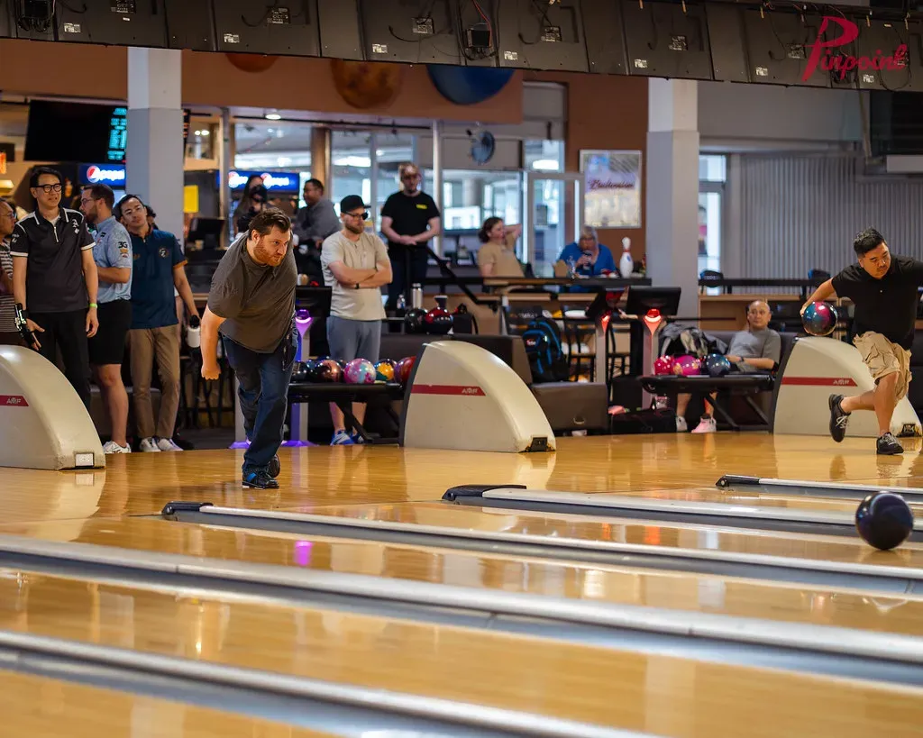 Bowlers on the lanes at Kennedy Bowl