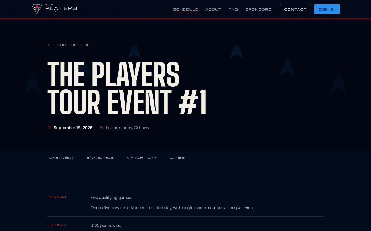 The Players Tour Event #1 page