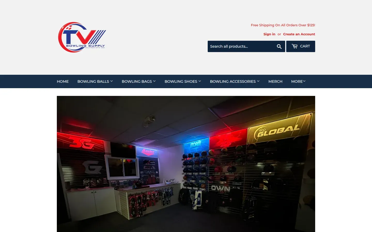 The TV Bowling Supply store home page